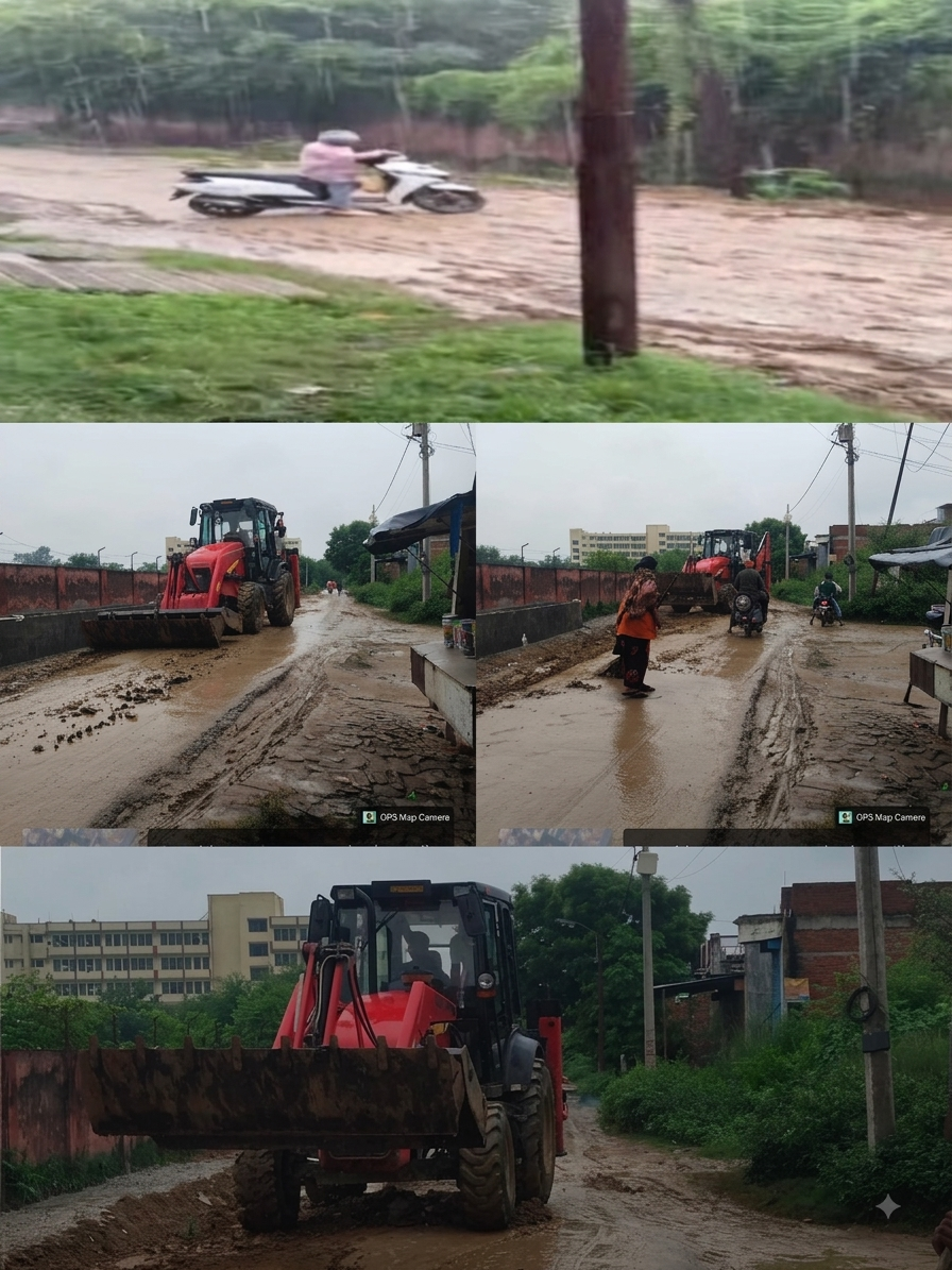 भारत काल डिजिटल की खबर का असर, जिम्मेदारों ने हटाई सड़क पर फैली मिट्टी ! जनता को मिली राहत, लोगों ने कहा—‘थैंक्यू भारत काल’